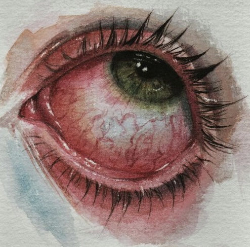 Watercolor eyes " blood"