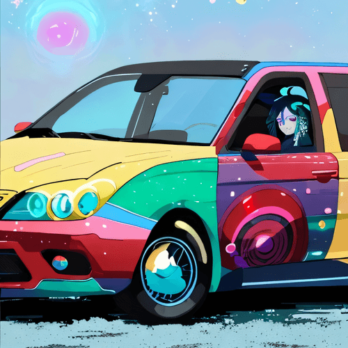 Colour Space Car with Austronaut 