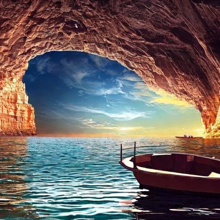 Boat in a cave