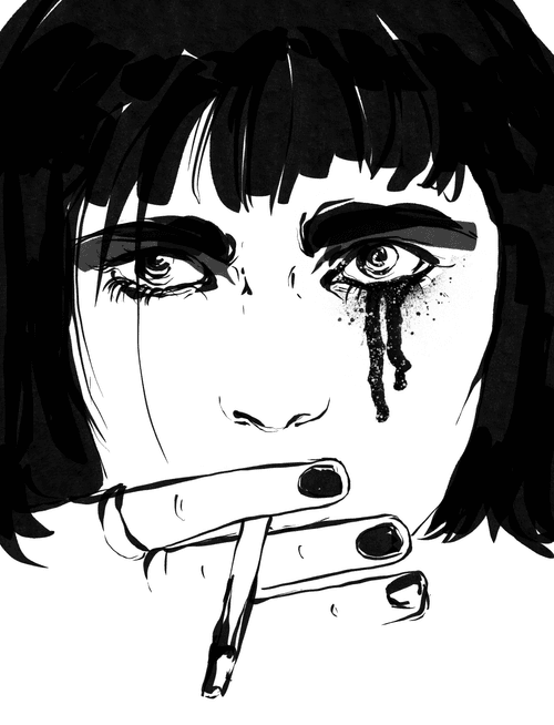She has tears with space