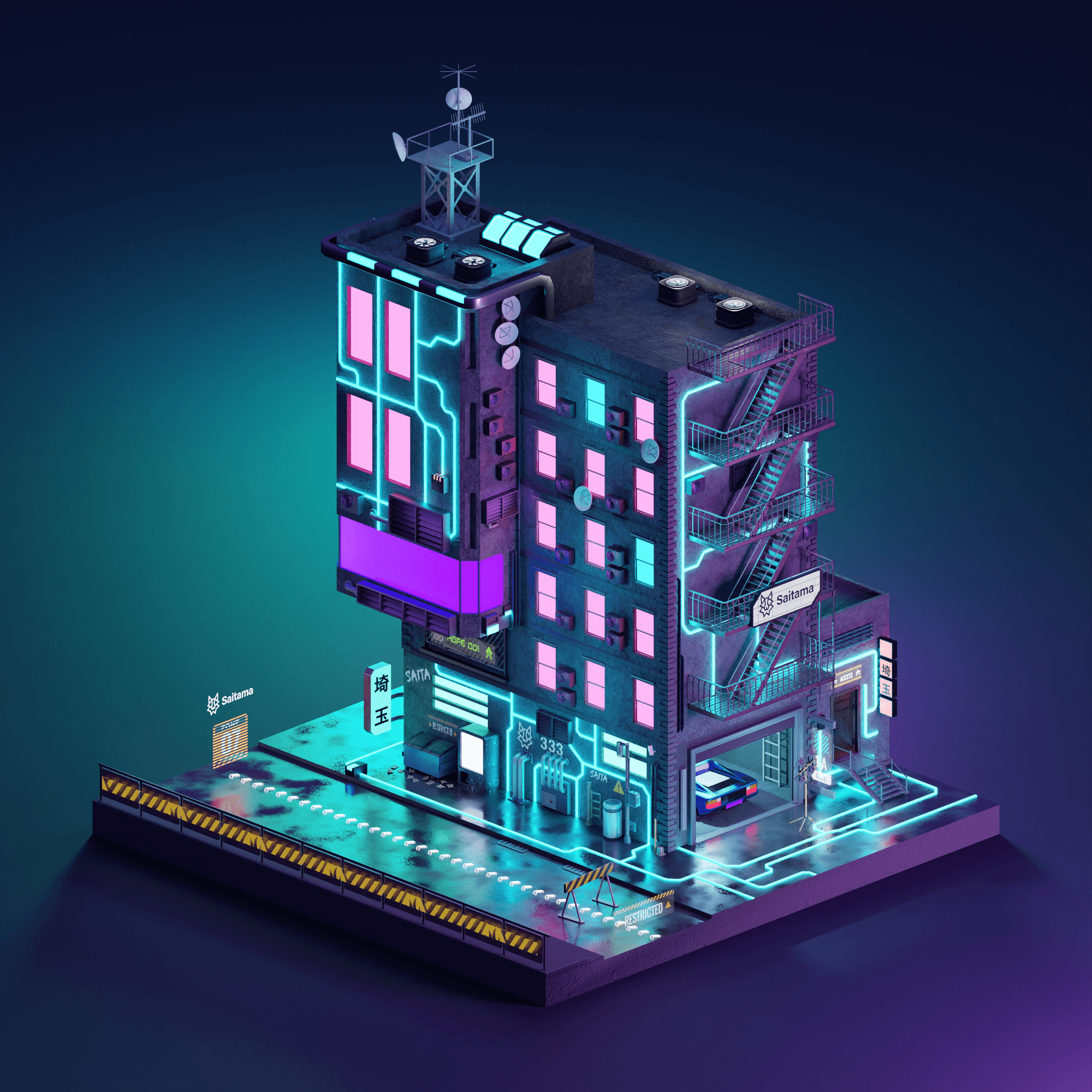 6-Story Building (198/333) - Neon Downtown - SaitaCity - Neon Downtown ...