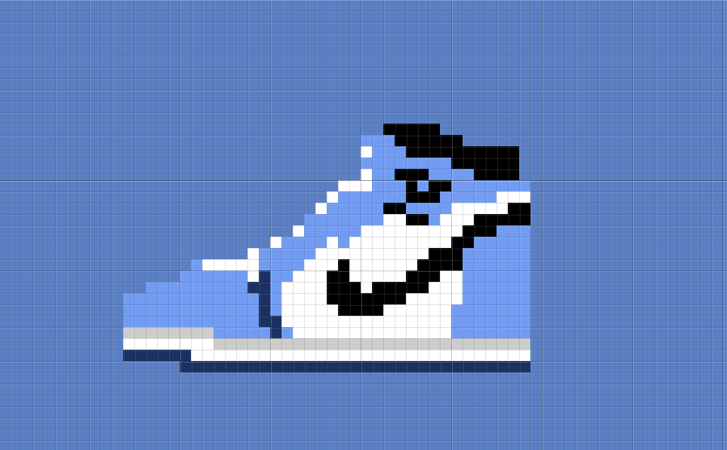 university blue jordan 1's Pixel Art shoes OpenSea