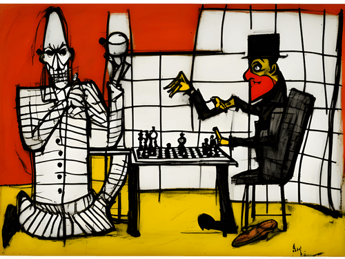 clowns playing chess