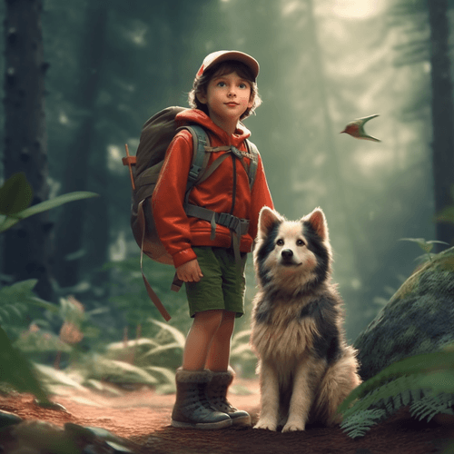 Guided by Paws: A Cinematic Adventure of a Child and His Dog in the Forest