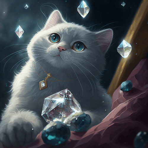 Cute Cat  and  Birthstone