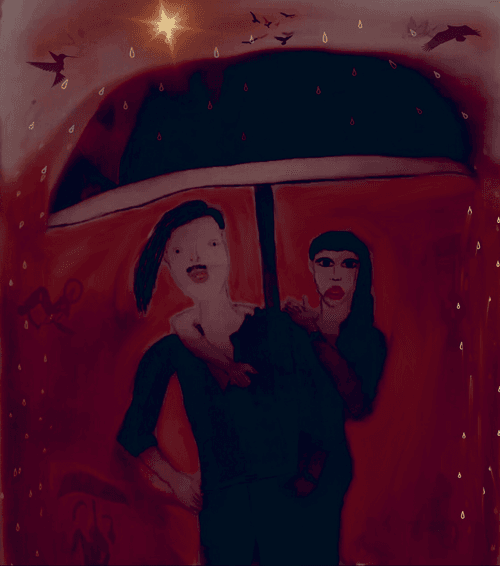 under the umbrella 