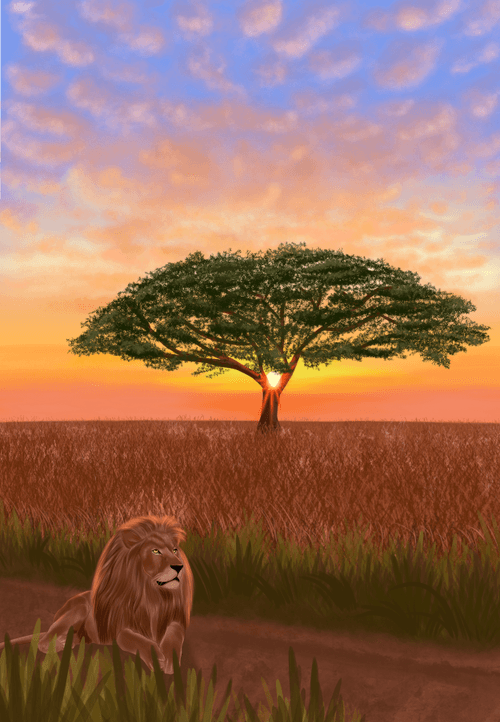 A lion on the savannah