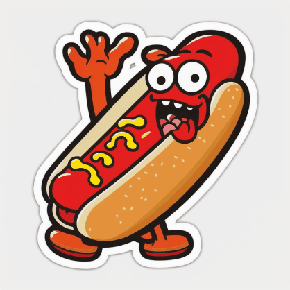 A funny hotdog with a face and legs