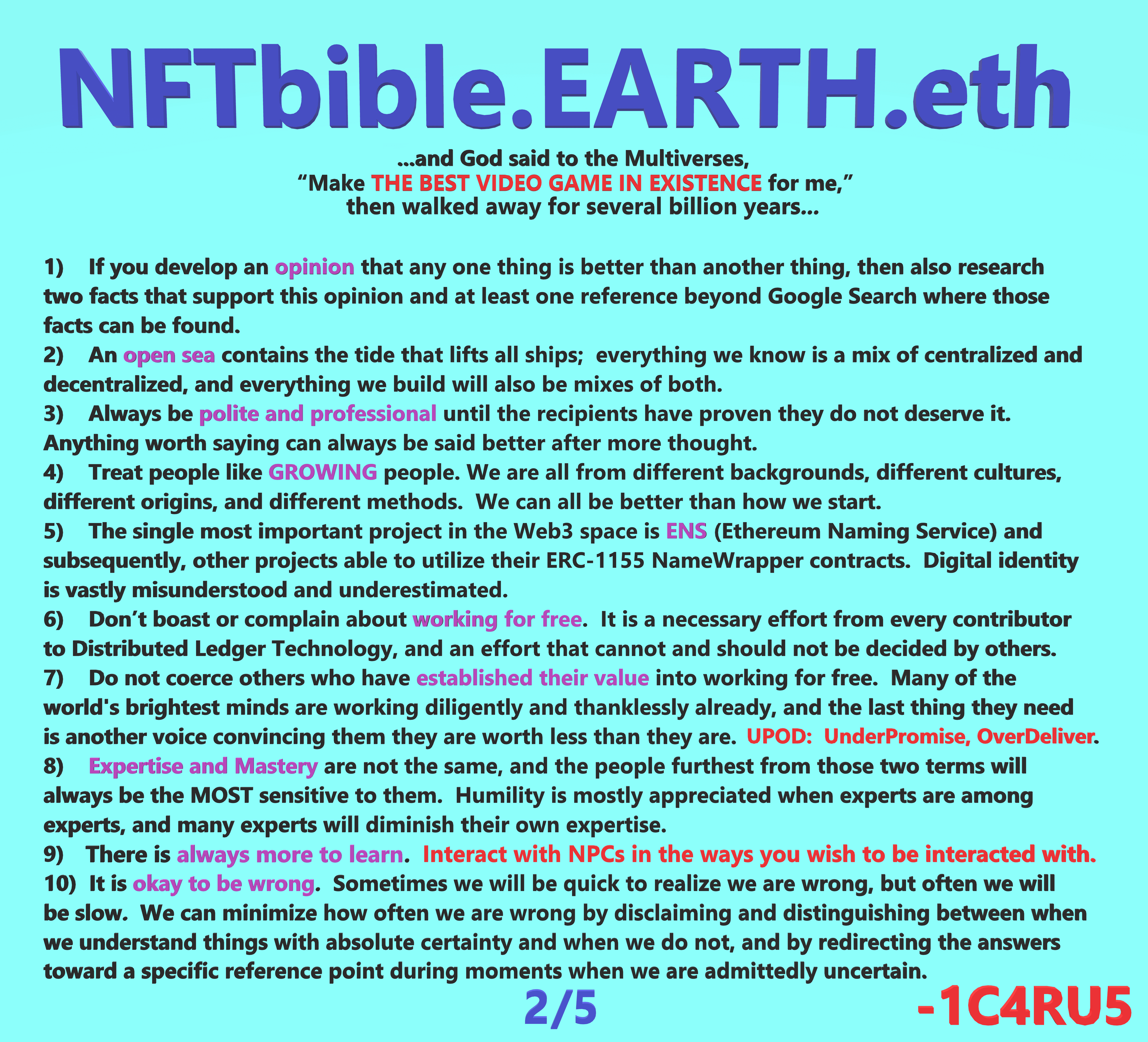 NFTbible by 1C4RU5, Editions 2-5