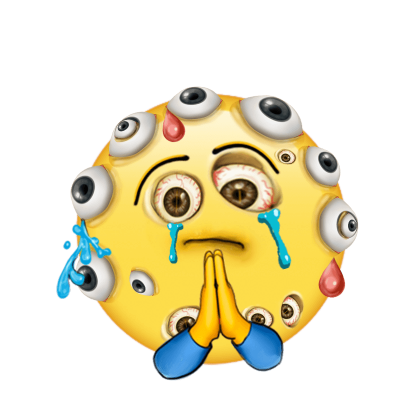 Cursed Emoji 14. Oil and acrylic on canvas. 12” diameter tondo Editions and  publications in bio #cursedimage #cursedemoji #painting