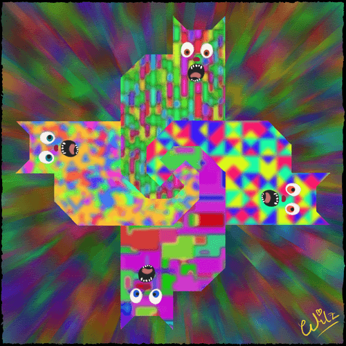 Vibrant Quartet of Cats