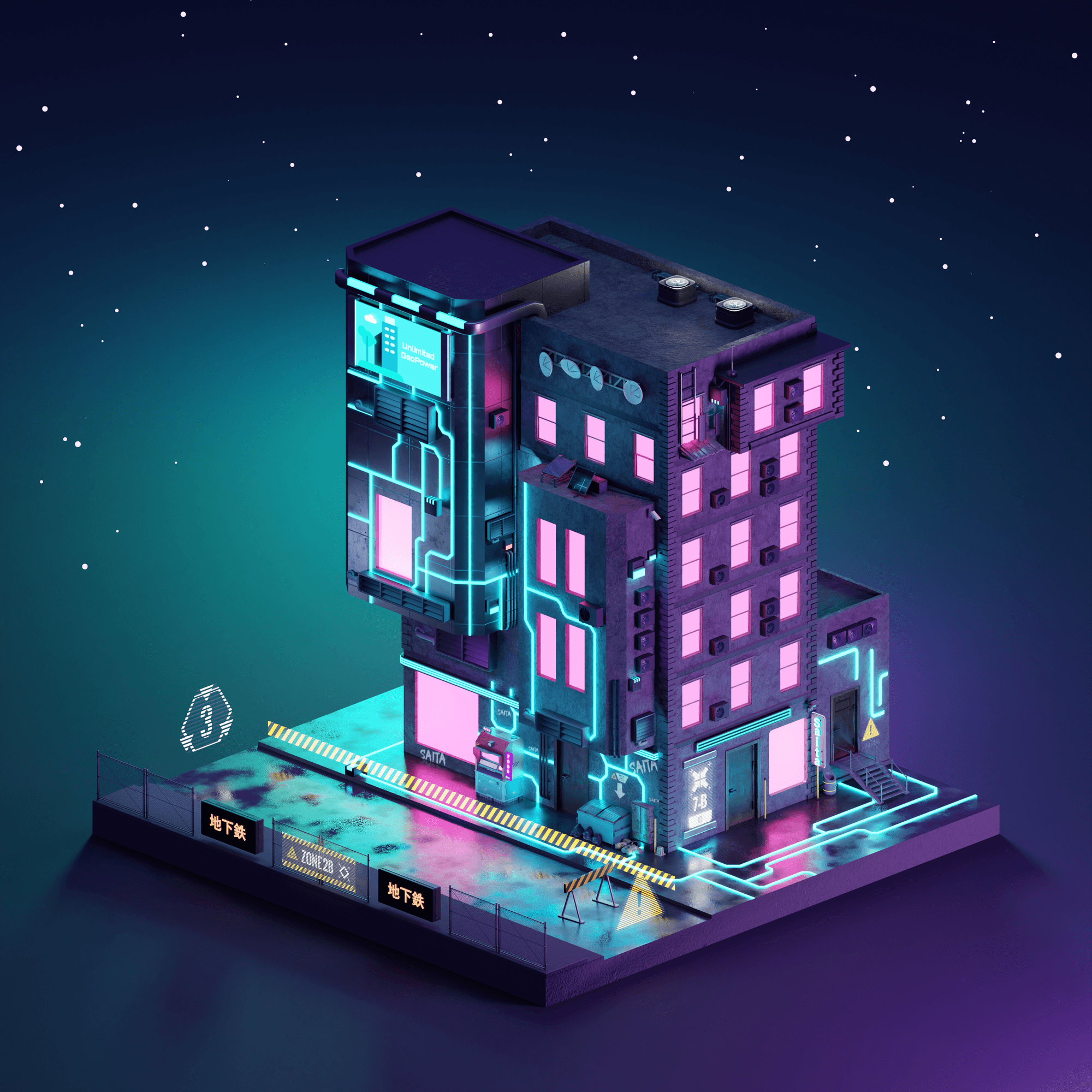 6-Story Building (112/333) - Neon Downtown - SaitaCity - Neon Downtown ...