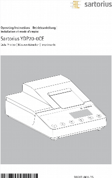 Sartorius YDP200CE Operating Instructions Manual 116 Pages ((INSTALL))