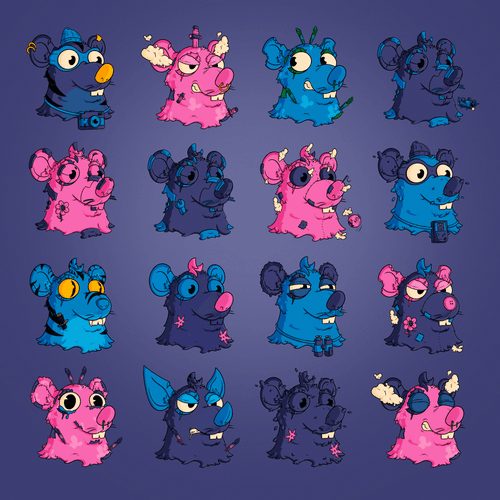 Squabble Heads: Purple Ratties
