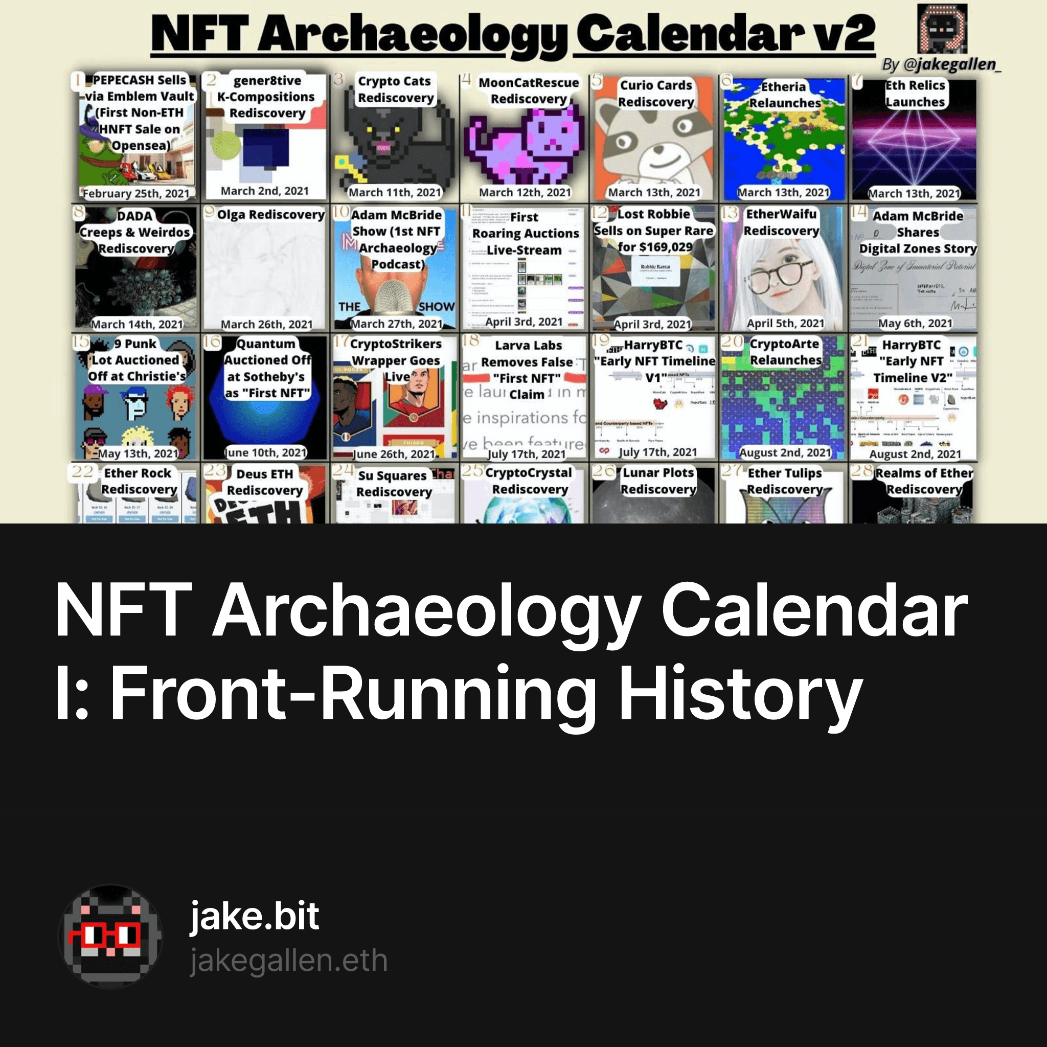 NFT Archaeology Calendar I: Front-Running History 1/500