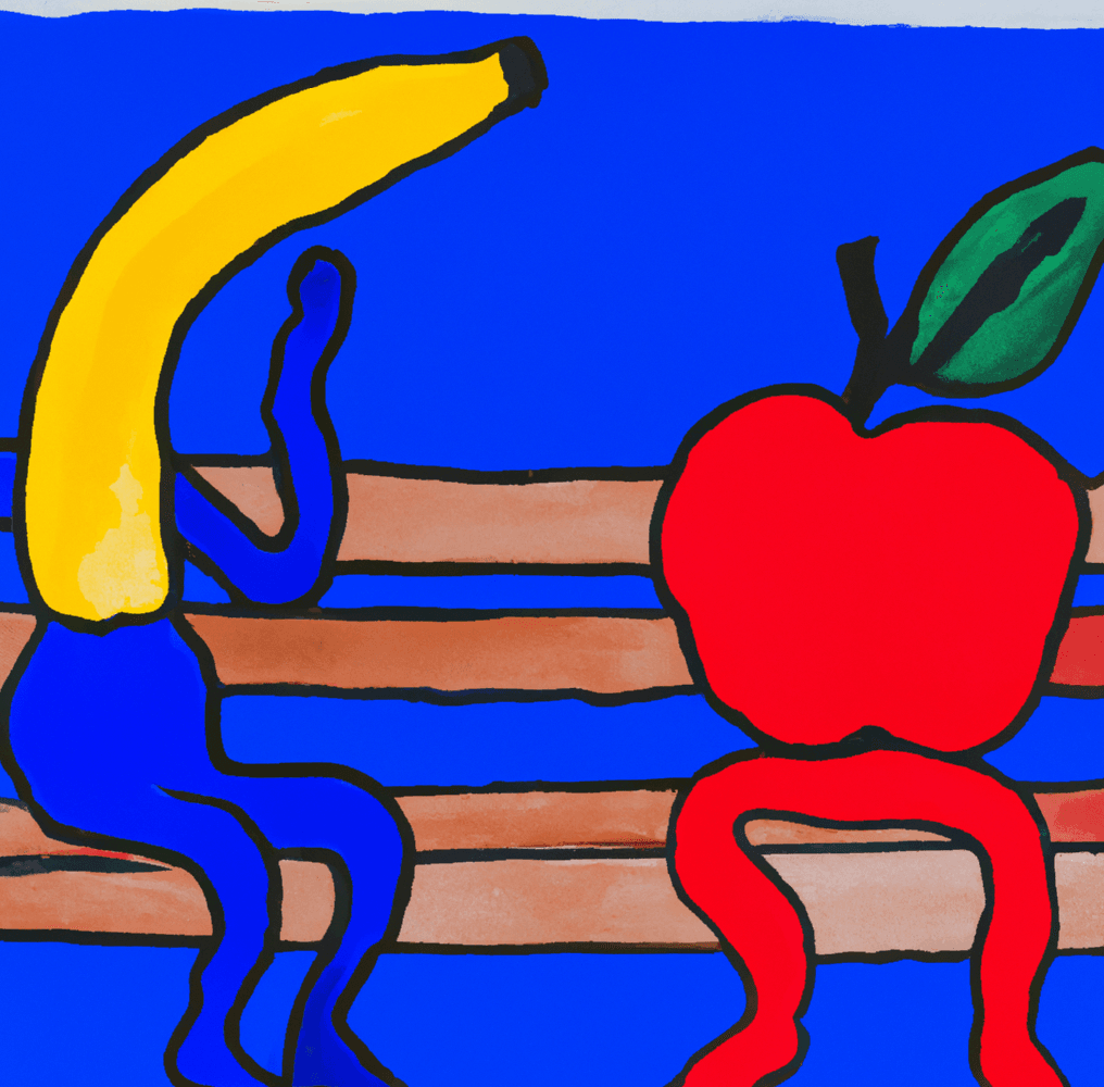 bananaman & applehead chew the fat - buddi bench™
