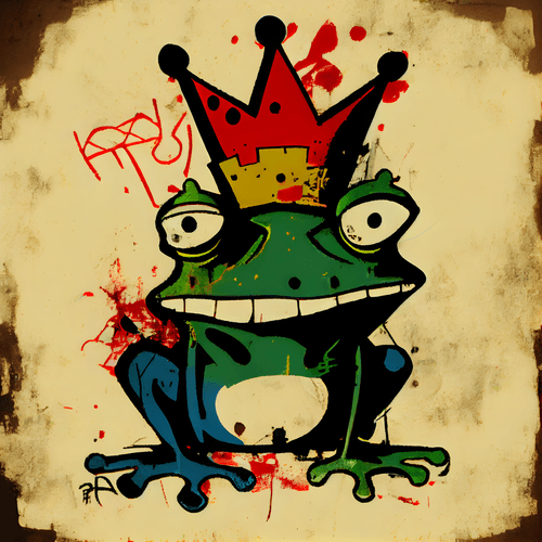 King Frog in the Style of Basquiat