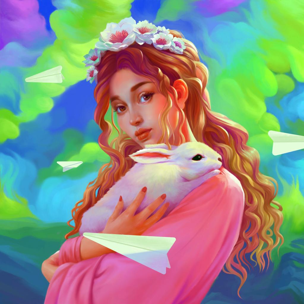 Rabbit loving girl 