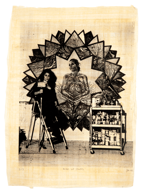 Justin Aversano - Nine of Staffs - Physical Tarot Scroll - 2/3