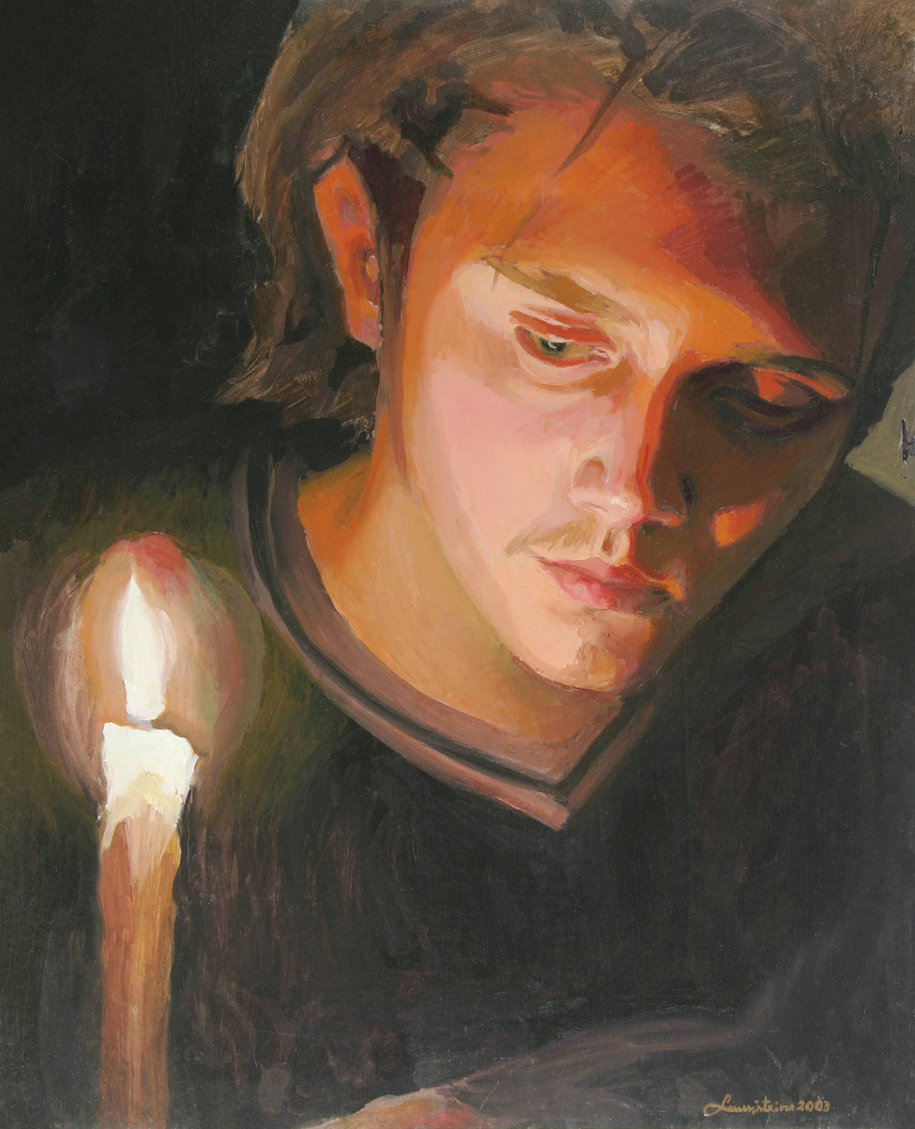 Self-portrait by Candlelight