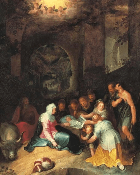 The Adoration of the Shepherds in a Landscape - Karel van Mander