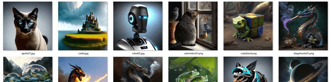 Set of AI generated images