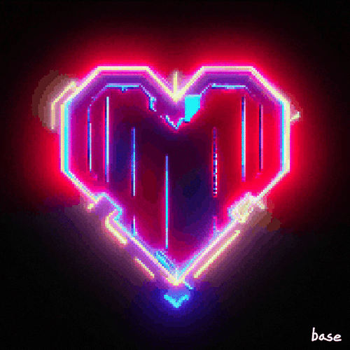 Cyber Neon Heart Glitch