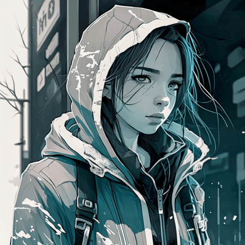 Cyberpunk City Girl (monochrome)#2