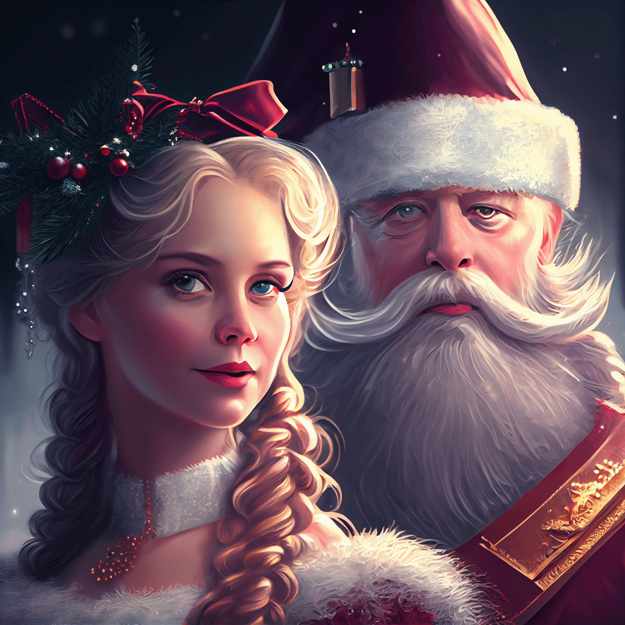 🎅 💃 A Beautiful Queen and Santa Claus 🎄 🎅