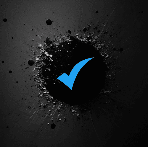 Blue Check Mark on the Dark