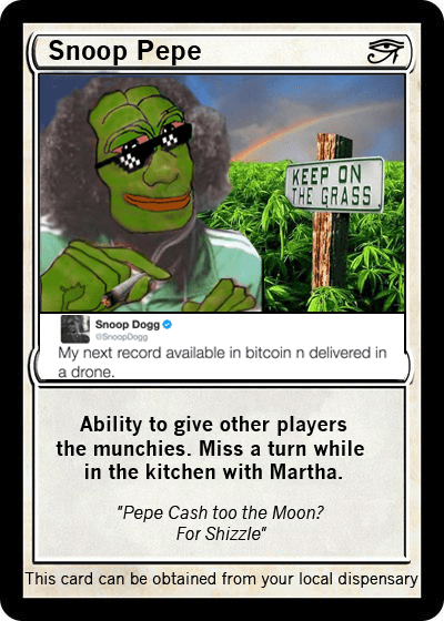 PEPESTYLE Series 17, Card 18 Rare Pepe Wallet 2017 Counterparty XCP NFT Snoop Dog Bitcoin Tweet [420 Issuance]