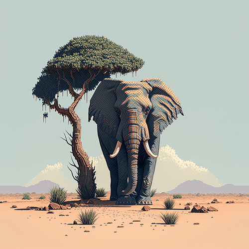 éléphant pixel art