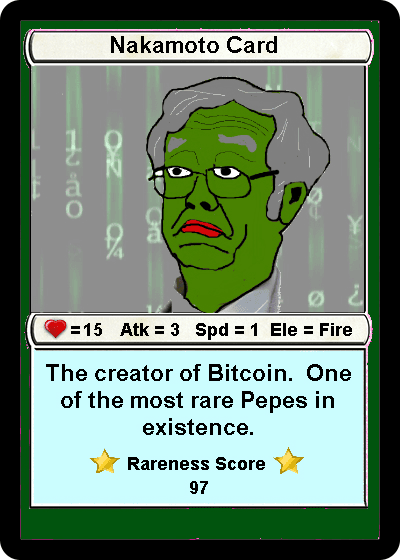 RAREPEPE - Rare Pepe Series 1, Card 1 - Nakamoto Card - Emblem Vault Legacy