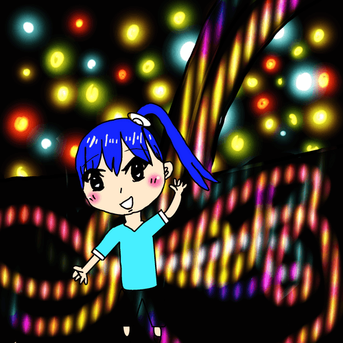 カラフルな光の世界にいるあおちゃん Aochan in a colorful world of light #01