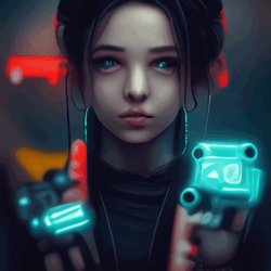 Cyberpunk Girl Holding Gun collection image