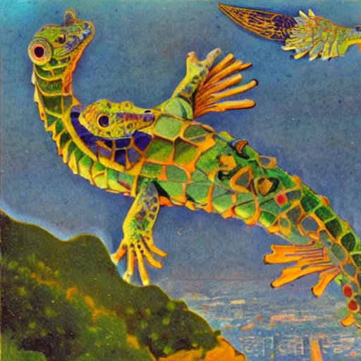 Gecko in Art Nouveau