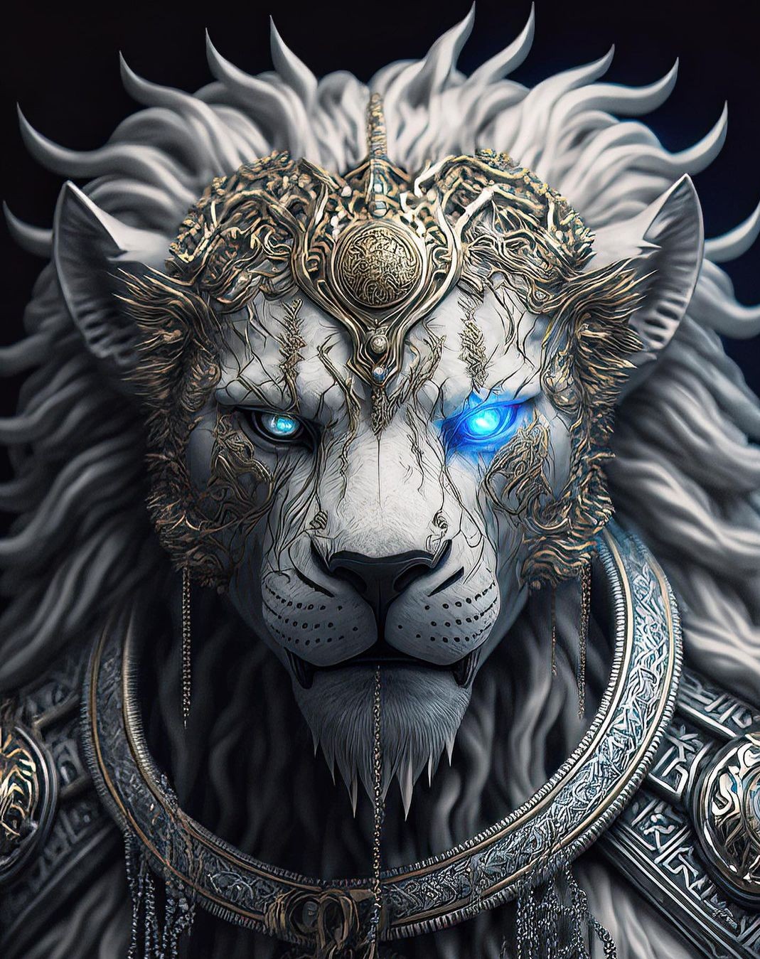 White Lion Bad Eyes Against Our Enemies 3D Comics Painting By ChAudharySAqlain7