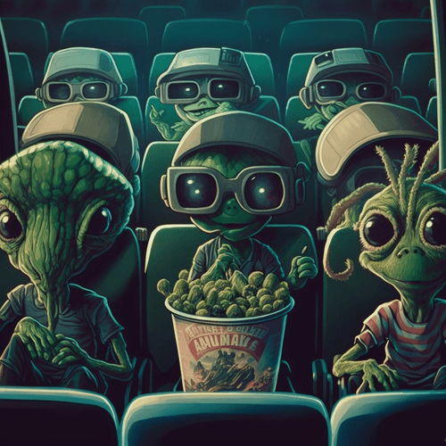 Alien watching a movie
