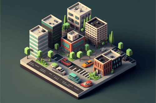 isometric small town 