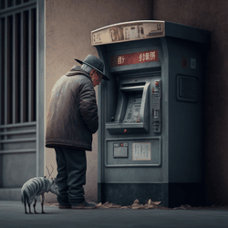 Satoshi Nakamoto withdraws money from ATM* collection image