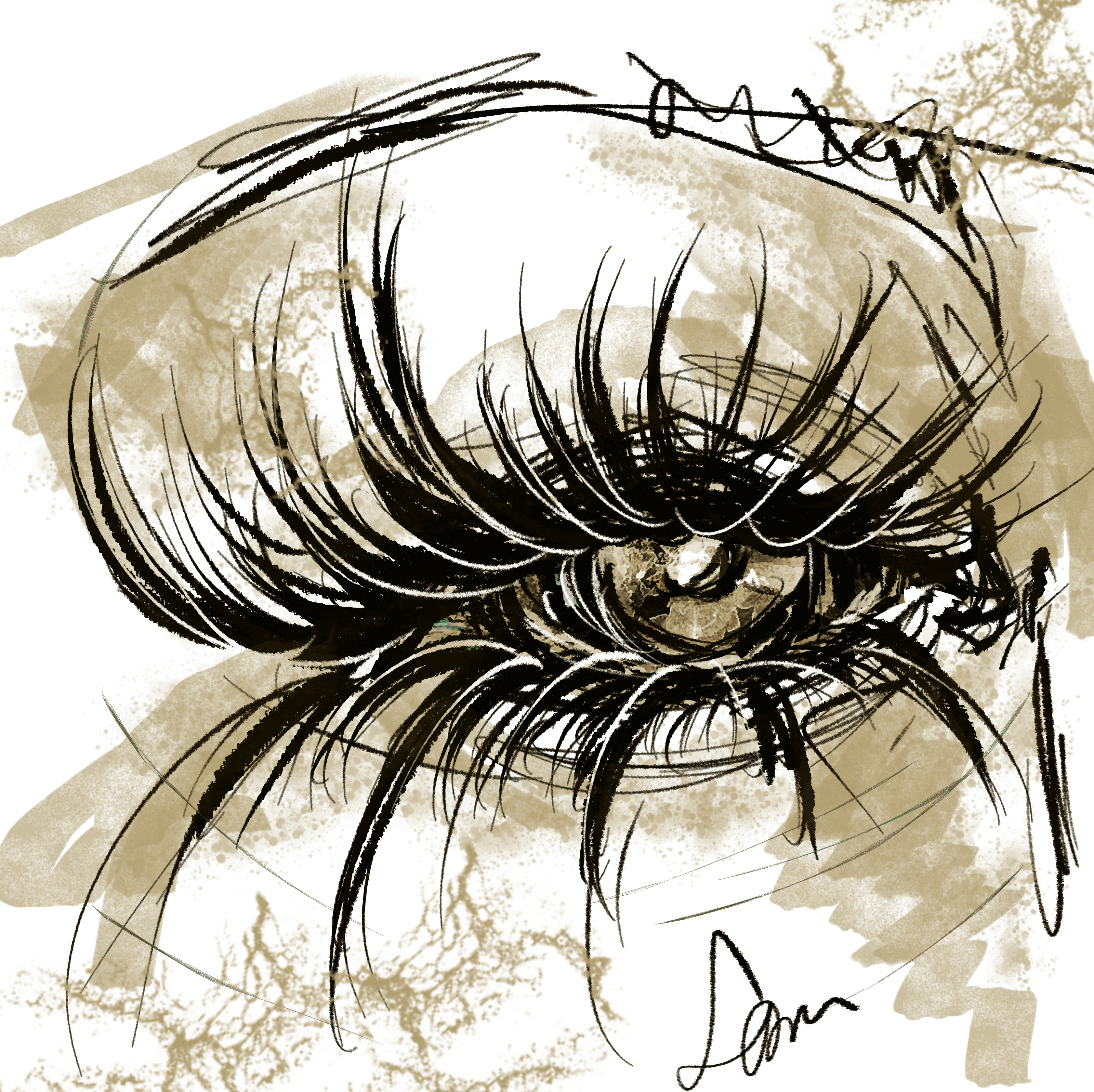 Sketched eye, last look at the past