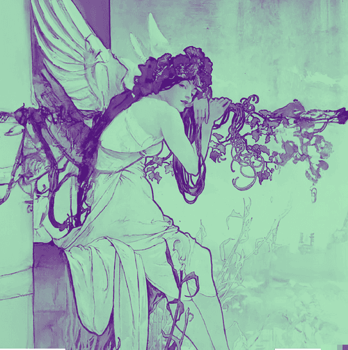 Art Nouveau Hidden  Angels, inspired by Mucha