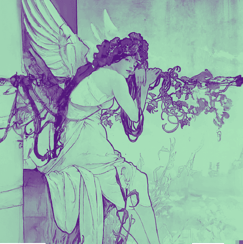 Art Nouveau Hidden Angels, inspired by Mucha