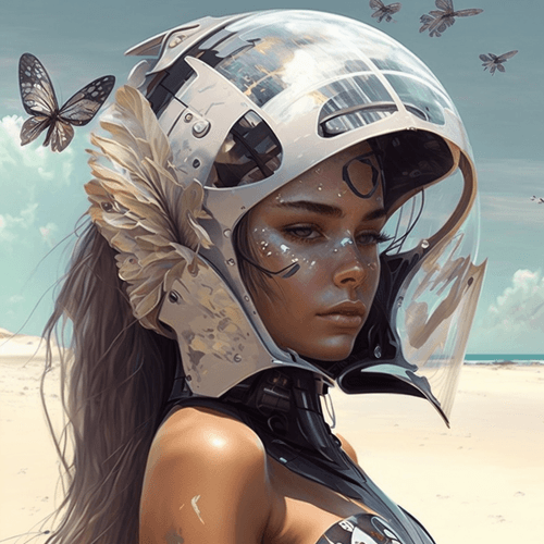 Model girls in helmets