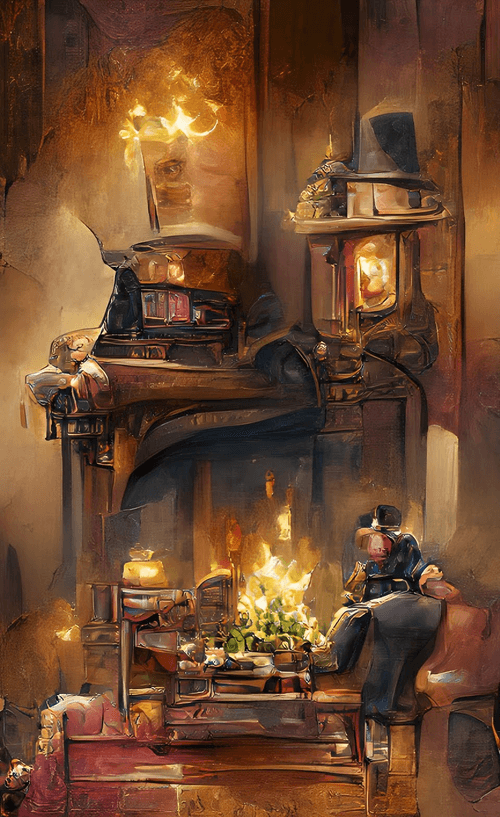 In front of the fireplace　～暖炉の前で