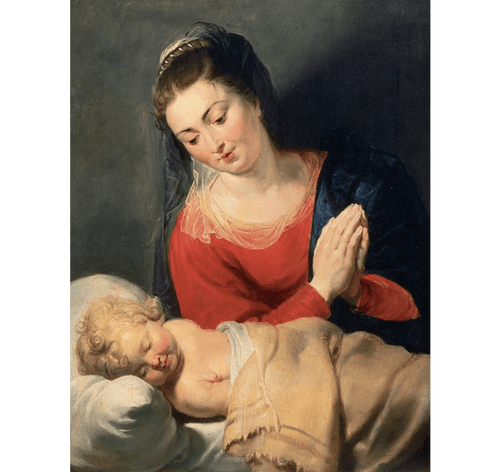 Mary in Adoration Before the Sleeping Child Jesus - Peter Paul Rubens