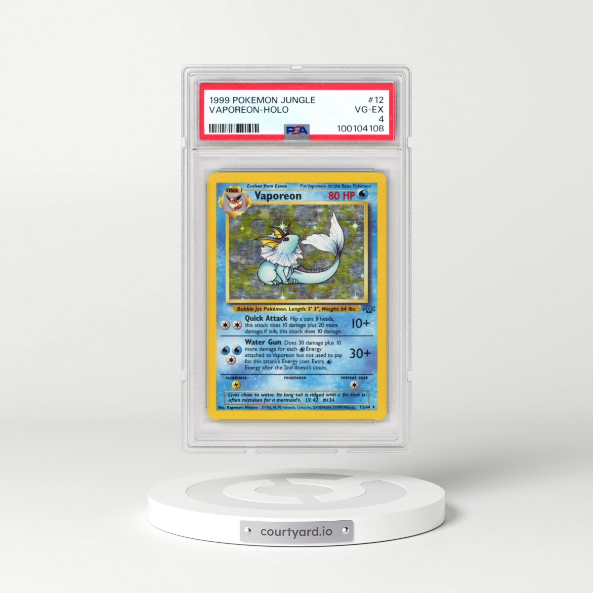 1999 Pokémon Jungle #12 Vaporeon - Holo (PSA 4 VG-EX)