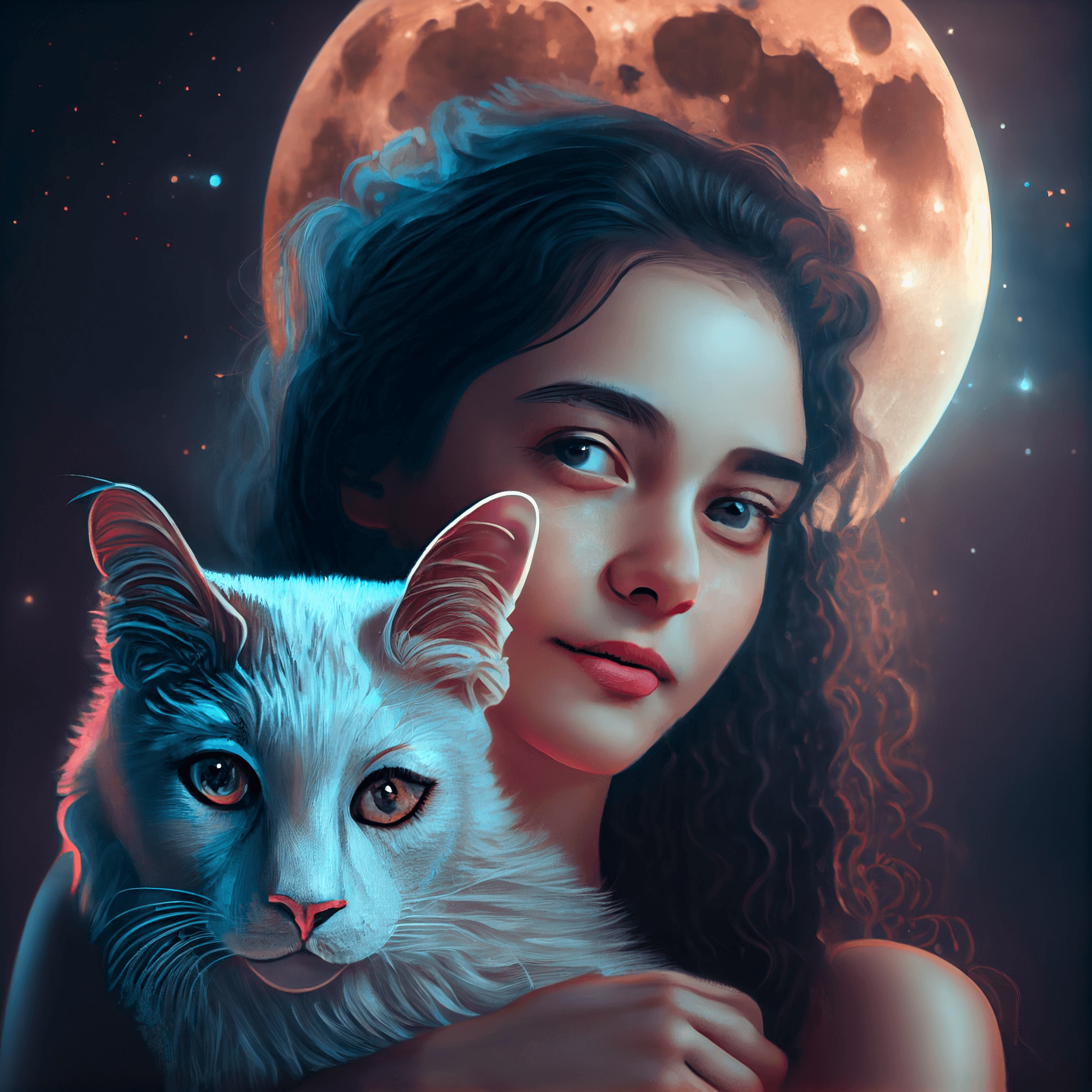 🌜 🌝 Moonlight and Kitten Cuddles 🐱 💃