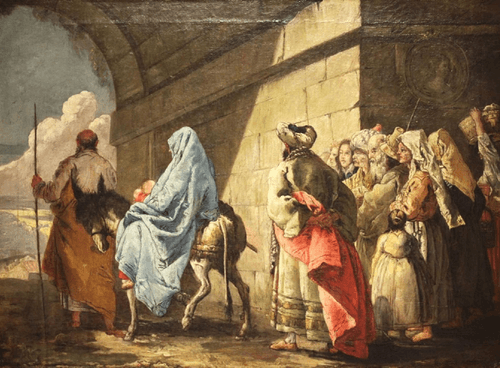The Holy Family Leaving by a City Gate - Giandomenico Tiepolo