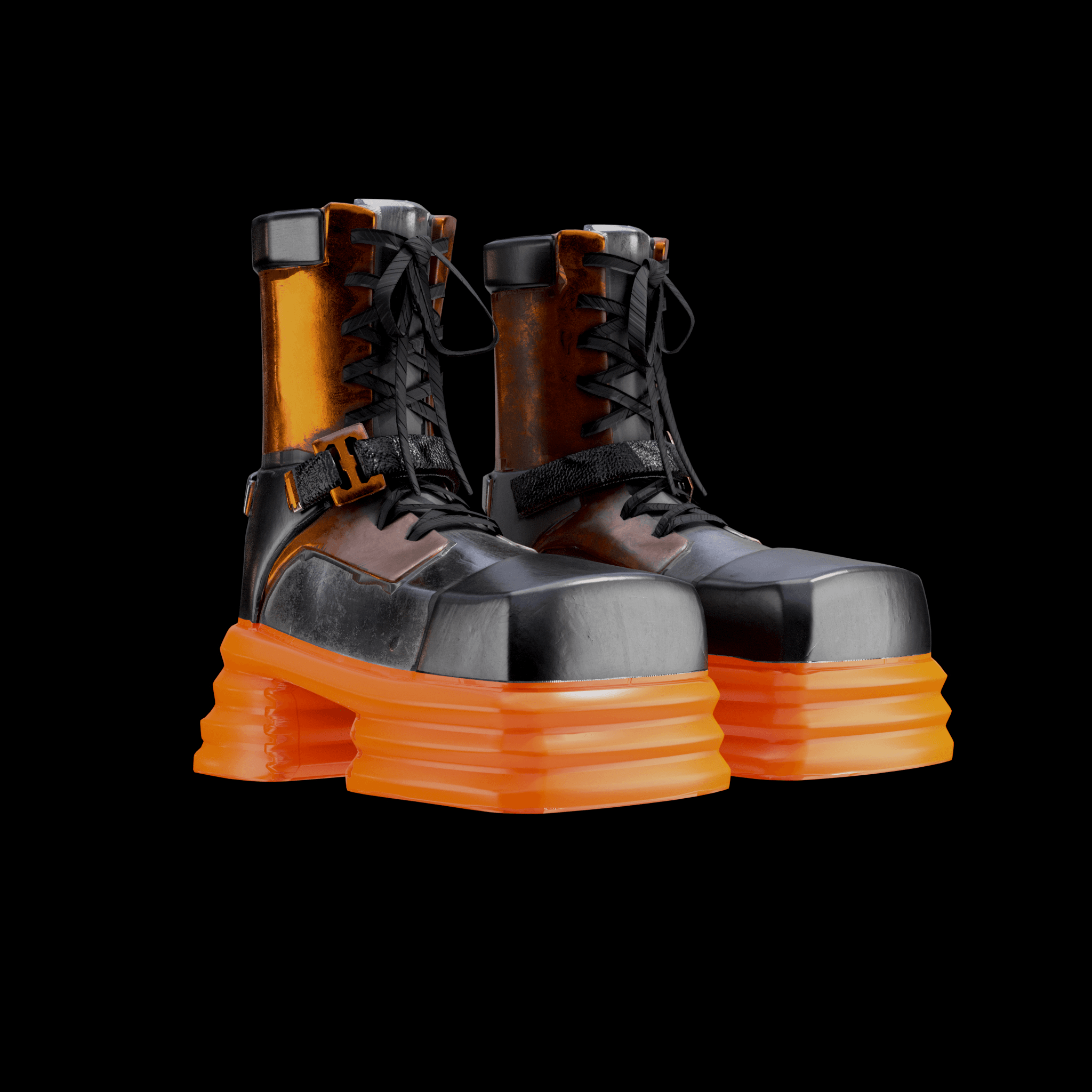 Orange Sole Metal Platform Boot